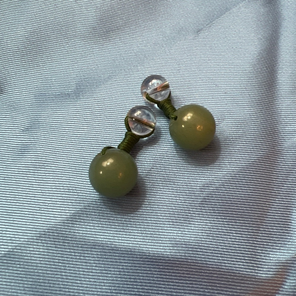 Set of 2 Vintage Banana Republic Semi-Precious Stone Cuff Links 2000s Green/Pink